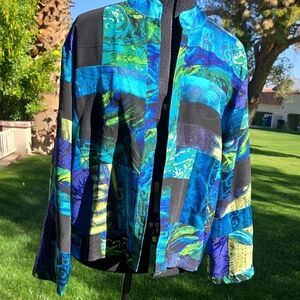 Chico's Blue and Black Silk Jacket